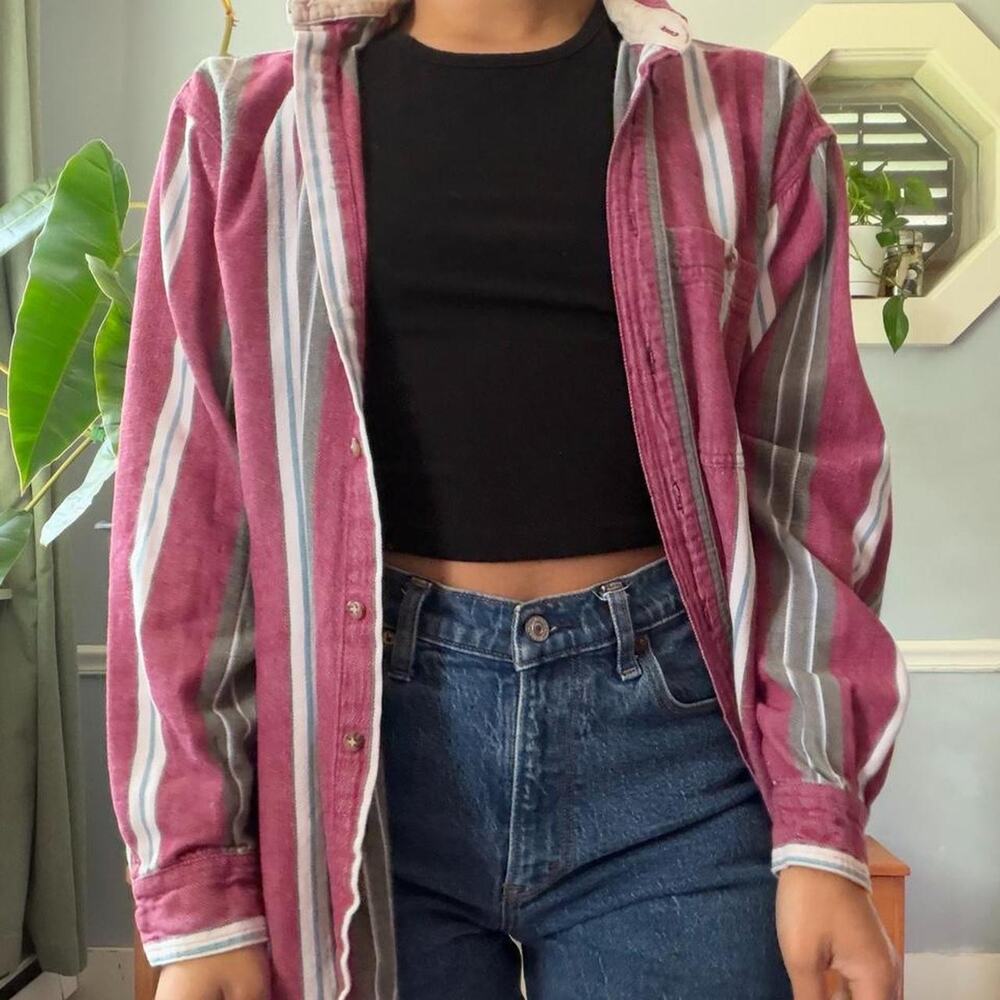 Vintage Creative Edge Striped Button Front Shirt
